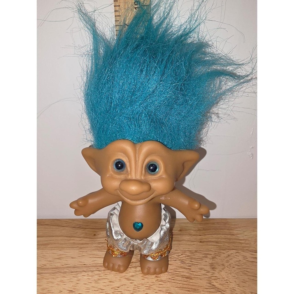 vintage Ace Novelty Treasure Troll doll early 1990s, featuring blue hair